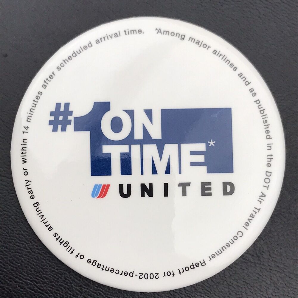 United Airlines Number One On Time Button Pinback Pin